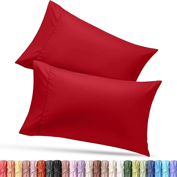 Advanced Utopia Bedding Standard Pillow Cases – 2 Pack – Envelope Closure – Soft Brushed Microfiber Fabric – Shrinkage and Fade Resistant Pillow Covers Standard Size 20 X 26 Inches Standard Red Casual
