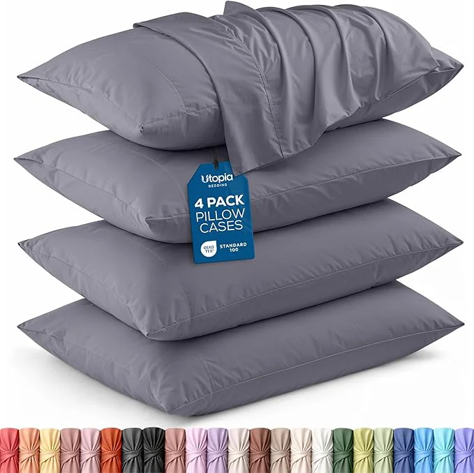 Smart Utopia Bedding King King Pillow Cases – 4 Pack – Envelope Closure – Soft Brushed Microfiber Fabric – Shrinkage and Fade Resistant Pillow Covers 20 X 36 Inches King Std Grey Responsible