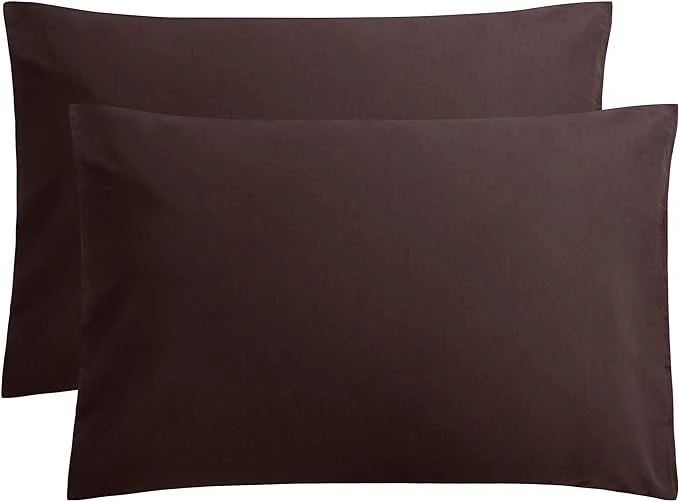Stylish FLXXIE Pillow Cases Queen Soft Microfiber Pillow Covers with Envelope Closure Wrinkle Resistant Pillowcases 2 Piece Set Dark Brown Relaxed