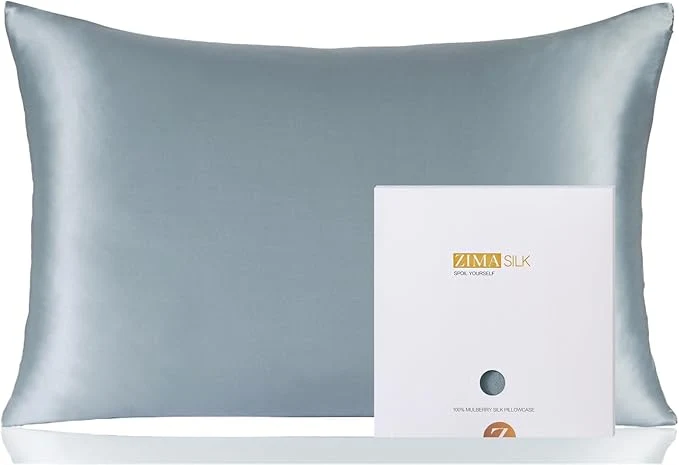 Fast ZIMASILK Pure Mulberry Silk Pillowcase for Hair and Skin Health Soft and Smooth Both Sides Premium Grade 6A Silk 600 Thread Count with Hidden Zipper 1pc Queen 20 39 39 x30 39 39 Dusty Blue Original Design