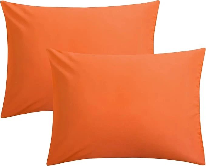 Practical FLXXIE Pillow Cases Standard Size Soft Microfiber Pillow Covers with Envelope Closure Wrinkle Stain Resistant Pillowcases 2 Piece Set 20×26 Orange Official
