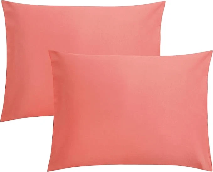 Versatile FLXXIE Pillow Cases Standard Size Soft Microfiber Pillow Covers with Envelope Closure Wrinkle Stain Resistant Pillowcases 2 Piece Set 20×26 Coral Crafted