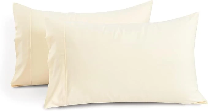 Excellent 1000 TC Ivory Standard Pillowcases Set of 2 Egyptian Cotton Pillow Cases with Long Staple Cotton amp Sateen Weave Silky Soft Hotel – Like Bed Pillow Covers for Comfy Sleeping Snug Fit Smart