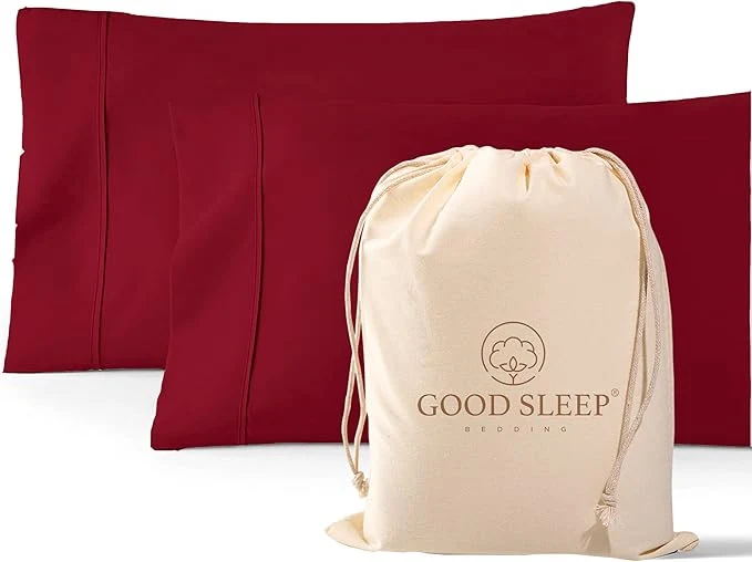 Specialty 1000 TC Burgundy Standard Pillowcases Set of 2 Egyptian Cotton Pillow Cases with Long Staple Cotton amp Sateen Weave Silky Soft Hotel – Like Bed Pillow Covers for Comfy Sleeping Snug Fit Proven