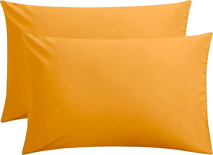 Proven FLXXIE Pillow Cases Queen Soft Microfiber Pillow Covers with Envelope Closure Wrinkle Resistant Pillowcases 2 Piece Set 20×30 Ginger Yellow Top-Quality