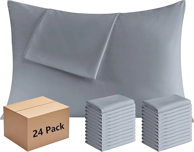 Optimized Pillowcases Queen Size 24 Pack – Bulk Pillow Cases with Envelope Closure Soft Brushed Microfiber Pillow Covers Hospital Hotel Airb amp bs Essentials for Hosts 20×30 Gray Fashionable