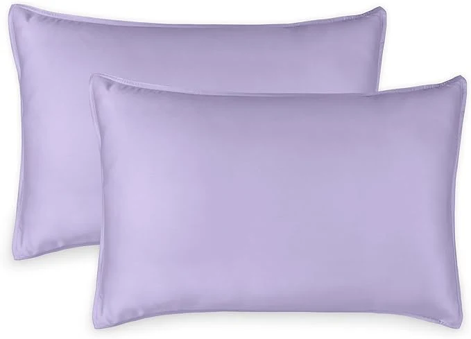 Crafted Queen Pillowcases by Pure Bamboo Organic Viscose Derived from Bamboo Luxuriously Soft amp Cooling Double Stitching Envelope Closure 2 Queen Pillowcases Lavender Secure
