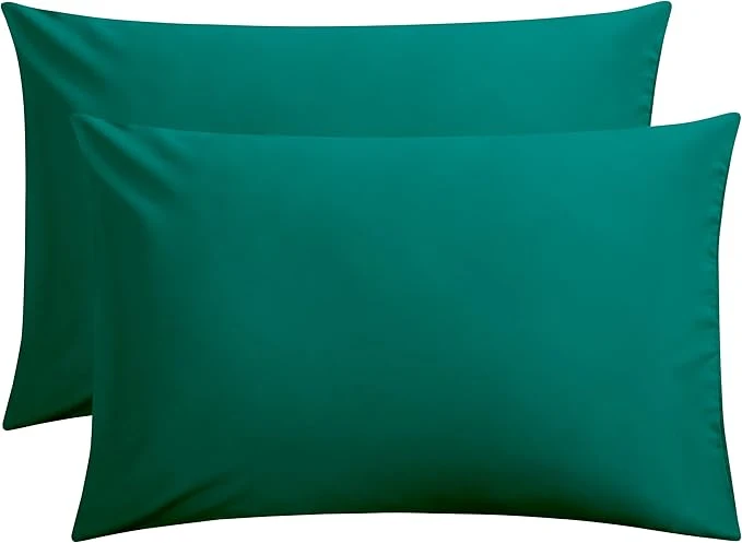 Sophisticated FLXXIE Pillow Cases Queen Soft Microfiber Pillow Covers with Envelope Closure Wrinkle Resistant Pillowcases 2 Piece Set 20×30 Dark Green Trusted