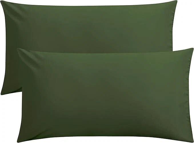 Enhanced FLXXIE King Pillow Cases Set of 2 Soft Microfiber Pillow Covers with Envelope Closure Wrinkle Fade and Stain Resistant Pillowcases 20×36 Olive Green Expertly Made