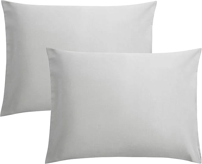 Clean FLXXIE Pillow Cases Standard Size Soft Microfiber Pillow Covers with Envelope Closure Wrinkle Stain Resistant Pillowcases 2 Piece Set 20×26 Light Grey Optimized