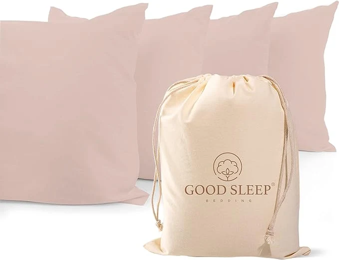 Fast 1000 TC Blush Standard Pillowcases Set of 4 Egyptian Cotton Pillow Cases with Long Staple Cotton amp Sateen Weave Silky Soft Hotel – Like Bed Pillow Covers for Comfy Sleeping Snug Fit High-End