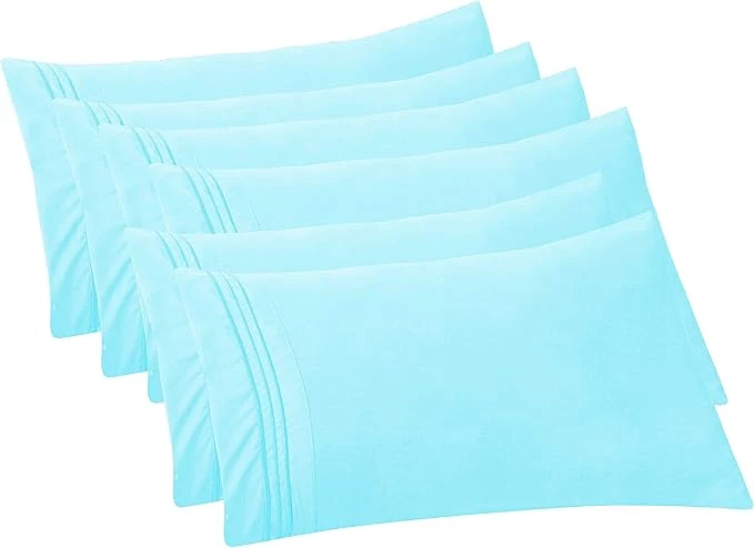 Responsible Elegant Comfort 6-PACK Solid Pillowcases 1500 Premium Hotel Quality Microfiber – Smooth Weave Wrinkle and Stain Resistant Easy Slip-On 6-Piece Set King Pillowcase Aqua Healthy