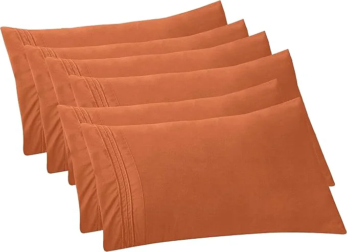 Crafted Elegant Comfort 6-Pack Solid Pillowcases 1500 Premium Hotel Quality Microfiber – Smooth Weave Wrinkle and Fade Resistant Easy Slip-On 6-Piece Set King Pillowcase Coral Reusable
