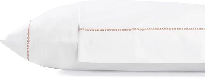 Dependable Linen Home Cotton Percale Pearl Stitch Pillowcases Queen Standard Size Peach 2 Pieces of Pillow Case Crisp and Cool Strong Bed Linen 20 inches X 30 inches Clean