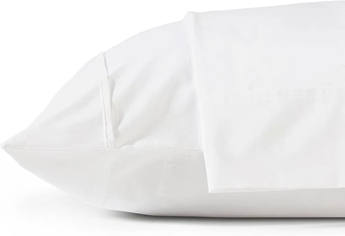 Pure Linen Home Cotton Percale Pillowcases Standard Queen Size Set of 2 Crisp Cool amp Breathable for Hot Sleepers Long Staple Combed Cotton Snow White 20×30 Outstanding