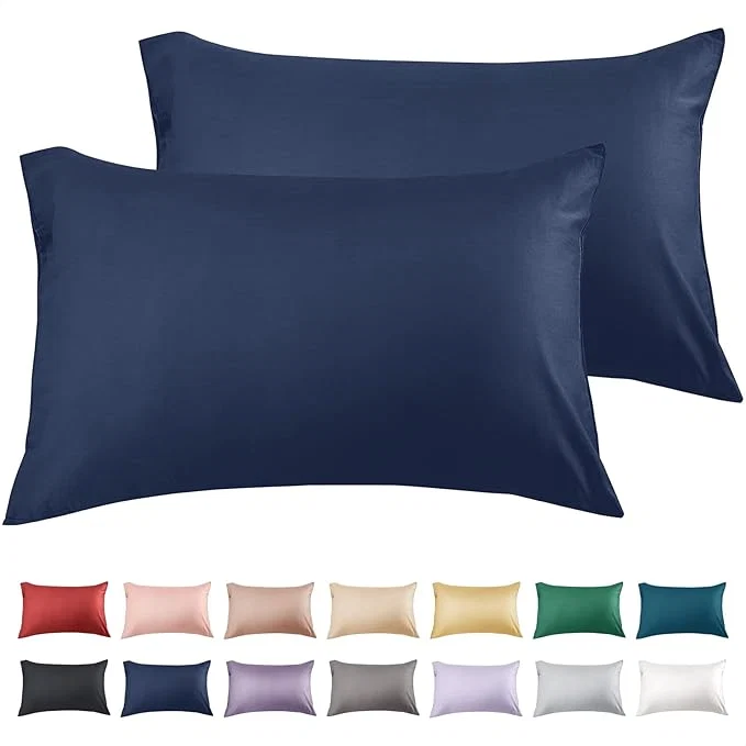 World-Class Warmstar Cotton Pillow Cases King Size Set of 2 600 Thread Count Pillowcases 20×36 Inches Soft Long Staple Cotton Pillowcases Breathable with Envelope Closure Navy Blue Optimized