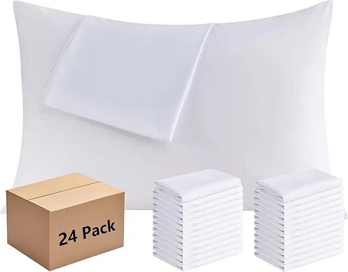 High-Performance White Pillowcases Queen Size 24 Pack – Bulk Pillow Cases with Envelope Closure Soft Brushed Microfiber Pillow Covers Hospital Hotel Airb amp bs Essentials for Hosts 20×30 Pure