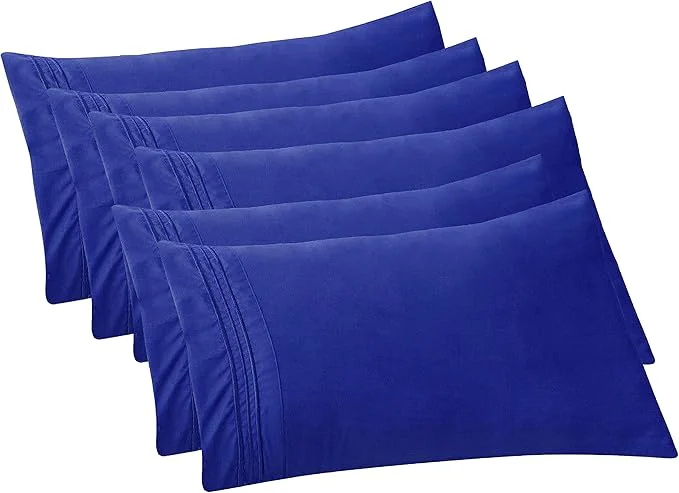 Carefully Designed Elegant Comfort 6-PACK Solid Pillowcases 1500 Premium Hotel Quality Microfiber – Smooth Weave Wrinkle and Stain Resistant Easy Slip-On 6-Piece Set Standard Queen Pillowcase Royal Blue Versatile