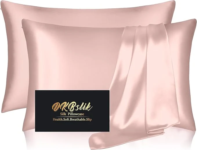 Genuine Silk Pillowcase 2 Pack Mulberry Silk Pillow Cases Queen Size Set of 2 Anti Acne Silk Pillowcase for Hair and Skin Natural Silk Satin Pillowcases Gifts for Women Men 2 Pack with Zipper Coral Healthy