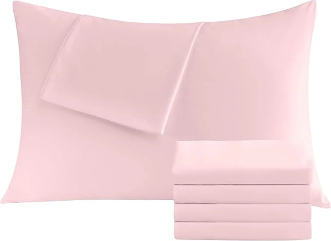 Pillowcases King 4 Pack 20×36 Pillow Cases with Envelope Closure Soft Plain Brushed Microfiber Covers Breathable Wrinkle-Resistant Pink Exclusive