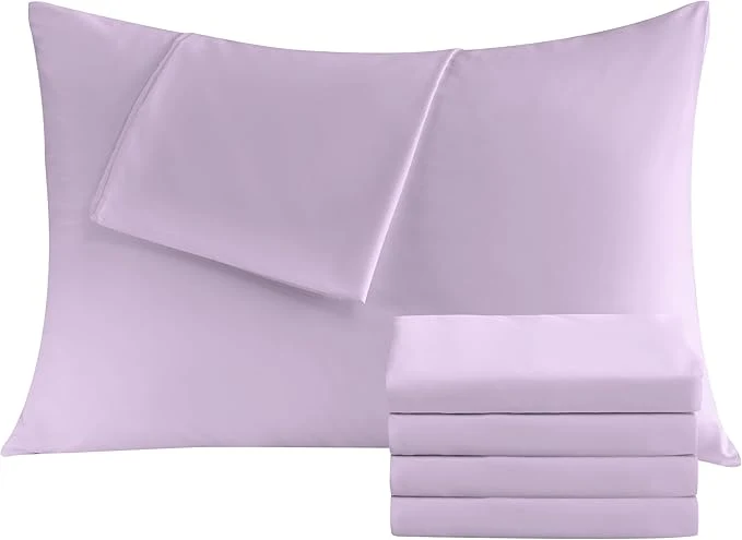 Sophisticated Pillowcases Queen 4 Pack 20×30 Pillow Cases with Envelope Closure Soft Plain Brushed Microfiber Covers Breathable Wrinkle-Resistant Lavender High-Performance