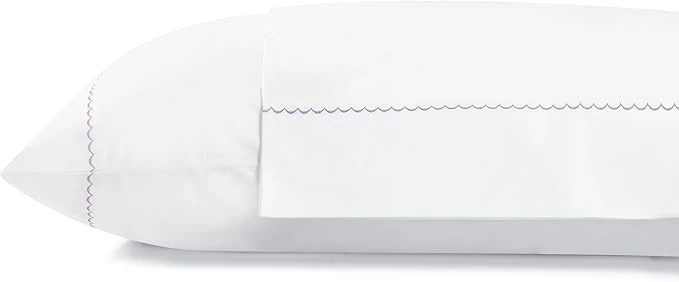 Crafted Linen Home Cotton Percale Moon Scallop Hem Pillowcases Queen Standard Size Mauve Lavender 2 Pieces of Pillow Case Crisp and Cool Strong Bed Linen 20 inches X 30 inches Traditional