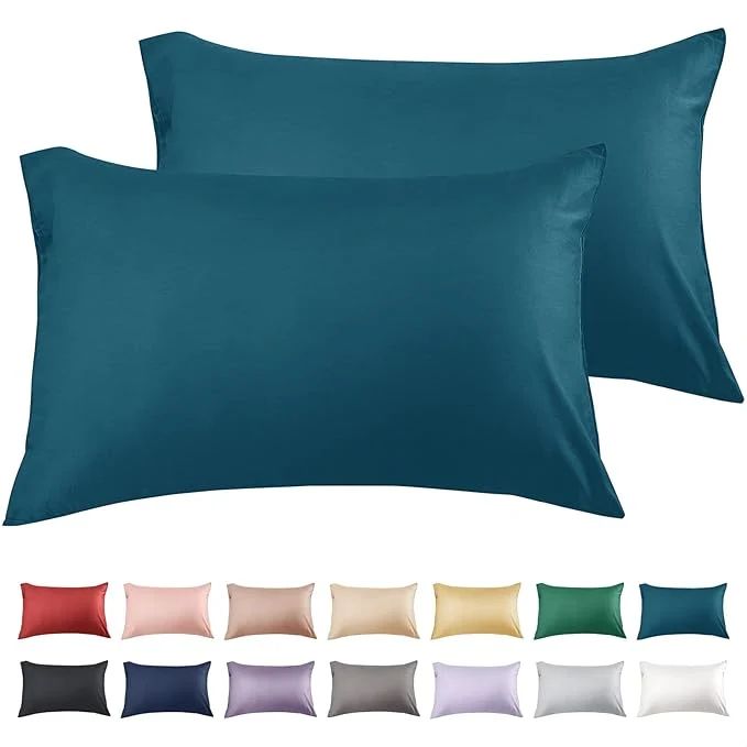 Next-Generation Warmstar Cotton Pillow Cases King Size Set of 2 600 Thread Count Pillowcases 20×36 Inches Soft Long Staple Cotton Pillowcases Breathable with Envelope Closure Dark Teal Recyclable