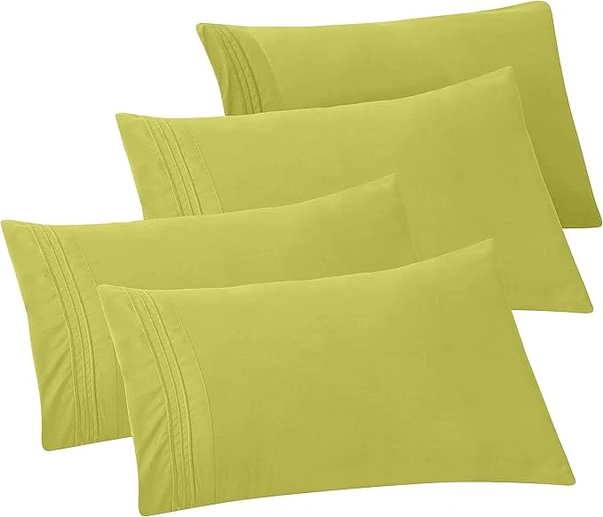 Flexible Elegant Comfort 4-Pack Solid Pillowcases 1500 Premium Hotel Quality Microfiber – Smooth Weave Wrinkle and Fade Resistant Easy Slip-On 4-Piece Set King Pillowcase Pistachio Green Modern