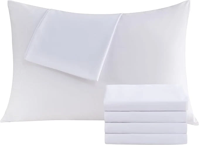 Premium White Pillowcases King 4 Pack 20×36 Pillow Cases with Envelope Closure Soft Plain Brushed Microfiber Covers Breathable Wrinkle-Resistant Next-Generation