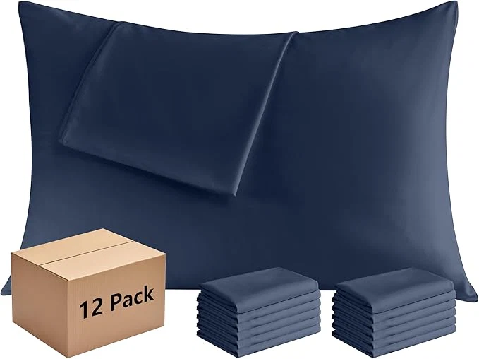 Natural Pillowcases Standard 12 Pack 20×26 Pillow Cases with Envelope Closure Soft Plain Brushed Microfiber Covers Breathable Wrinkle-Resistant Navy Blue Fine Crafted