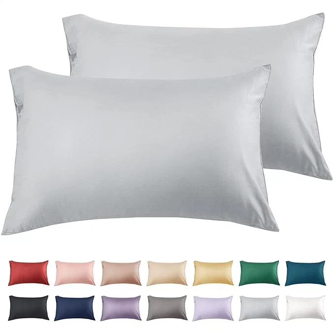 Smart Warmstar Cotton Pillow Cases King Size Set of 2 600 Thread Count Pillowcases 20×36 Inches Soft Long Staple Cotton Pillowcases Breathable with Envelope Closure Grey Superior