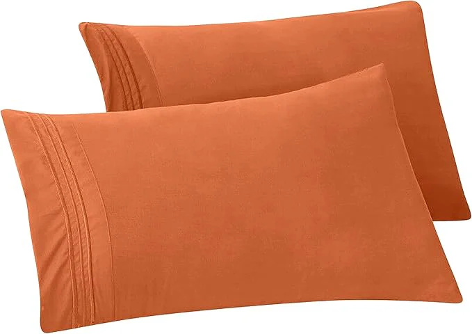 Original Elegant Comfort Solid Pillowcases 1500 Premium Hotel Quality Microfiber – Smooth Weave Wrinkle and Fade Resistant Easy Slip-On 2-Piece Set Standard Queen Pillowcase Coral Sophisticated