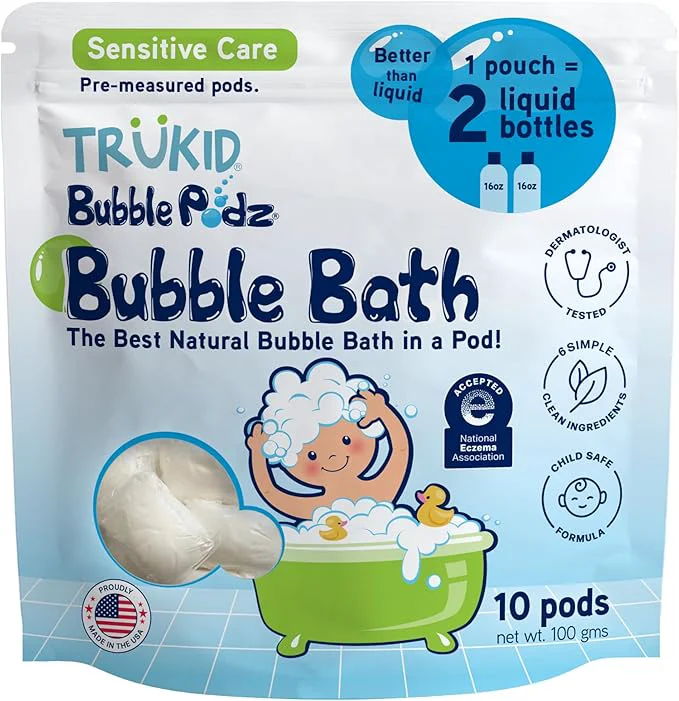 High-End TruKid Bubble Podz Bubble Bath for Kids Babies NEA-Accepted for Eczema Relaxed