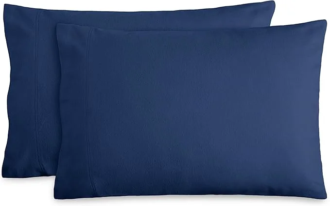 Casual Bare Home Flannel King Pillowcases Set of 2- Cotton – Velvety Soft amp Cozy – Double Brushed Heavyweight Flannel Pillowcases King Pillowcase Set of 2 Dark Blue Eco-Friendly