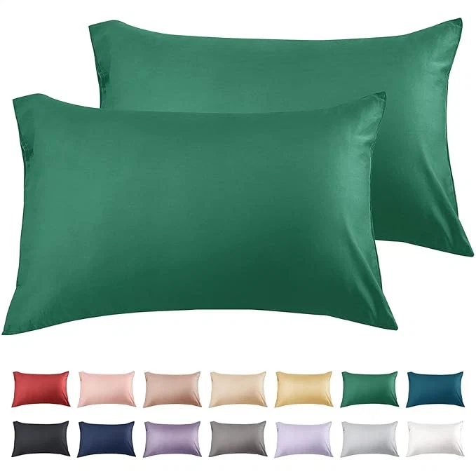 Durable Warmstar Cotton Pillow Cases Queen Size Set of 2 600 Thread Count Pillowcases 20×30 Inches Soft Long Staple Cotton Pillowcases Breathable with Envelope Closure Dark Green Specialty
