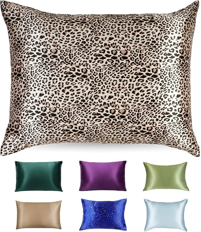 Relaxed Blissy Silk Pillowcase – Pure Mulberry Silk – 22 Momme 6A High-Grade Fibers – Silk Pillow Cover for Hair amp Skin – Regular Queen amp King Leopard King Natural