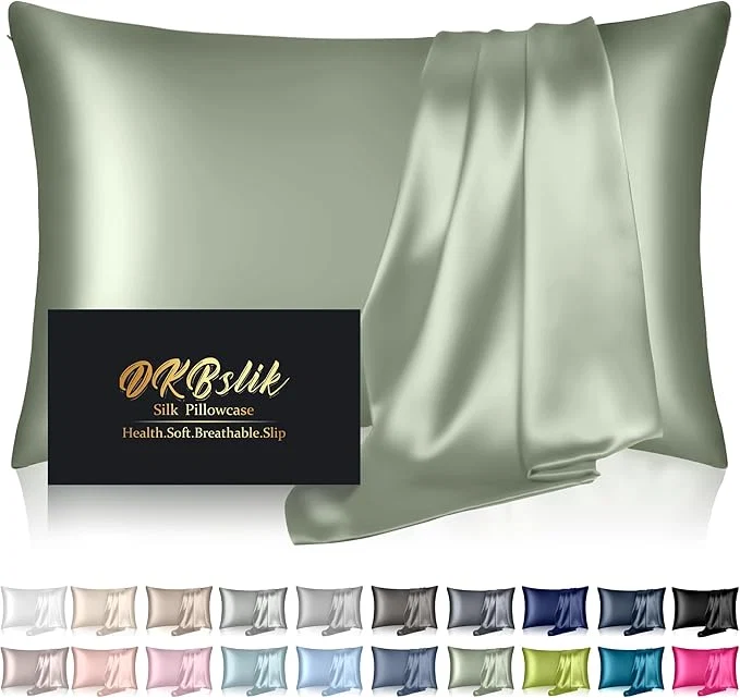 Classic Silk Pillowcase for Hair and Skin Mulberry Silk Pillow Cases Standard Size Anti Acne Cooling Sleep Both Sides Natural Silk Satin Pillow Covers with Hidden Zipper Gifts for Women Men Sage Green High-Performance