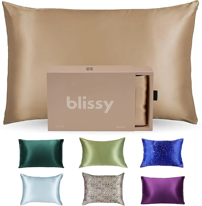 Refined Blissy Silk Pillowcase – Pure Mulberry Silk – 22 Momme 6A High-Grade Fibers – Silk Pillow Cover for Hair amp Skin – Regular Queen amp King Taupe King Smooth
