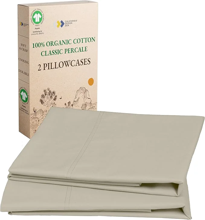 Original Design California Design Den Organic Cotton King Pillow Cover Set of 2 – Soft amp Crisp Cotton Percale Pillowcases Fits King Pillows – Warm Taupe Trusted