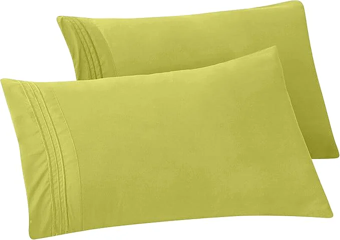 Stylish Elegant Comfort Solid Pillowcases 1500 Premium Hotel Quality Microfiber – Smooth Weave Wrinkle and Fade Resistant Easy Slip-On 2-Piece Set Standard Queen Pillowcase Pistachio Green Versatile
