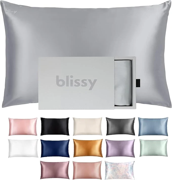 Responsible Blissy Silk Pillowcase – Pure Mulberry Silk – 22 Momme 6A High-Grade Fibers – Silk Pillow Cover for Hair amp Skin – Regular Queen amp King Silver Queen Secure