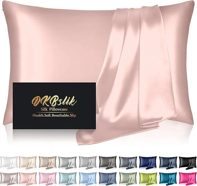 World-Class Mulberry Silk Pillow Cases King Size Silk Pillowcase for Hair and Skin Anti Acne Cooling Sleep Both Sides Natural Silk Satin Pillow Case Covers with Hidden Zipper Gifts for Women Men Coral Certified