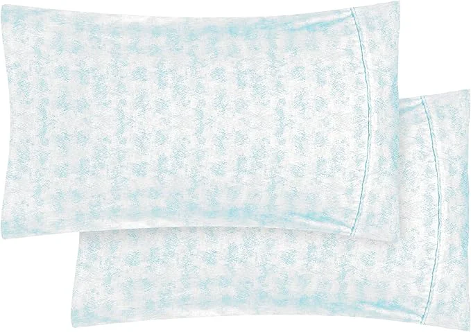 Consistent Elegant Comfort Ultra Soft Set of 2 Sea Waves Print Pillowcases – 1500 Premium Hotel Quality Microfiber Soft and Smooth Envelope Closure 2-Piece Pillow Covers – King Wave Aqua Specialty