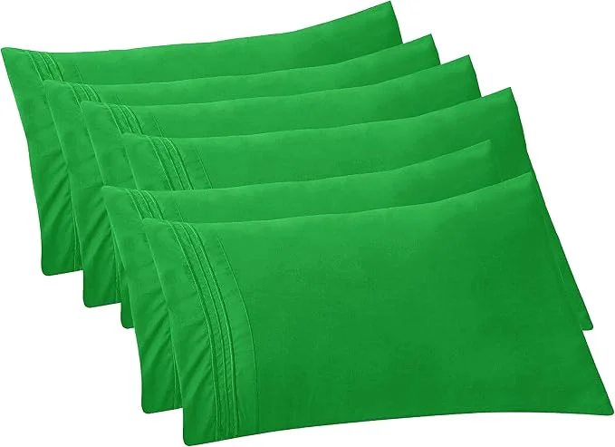 Contemporary Elegant Comfort 6-Pack Solid Pillowcases 1500 Premium Hotel Quality Microfiber – Smooth Weave Wrinkle and Fade Resistant Easy Slip-On 6-Piece Set King Pillowcase Emerald Green