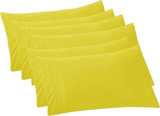 Carefully Designed Elegant Comfort 6-PACK Solid Pillowcases 1500 Premium Hotel Quality Microfiber – Smooth Weave Wrinkle and Stain Resistant Easy Slip-On 6-Piece Set King Pillowcase Yellow Fashionable
