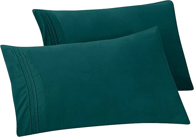 Innovative Elegant Comfort Solid Pillowcases 1500 Premium Hotel Quality Microfiber – Smooth Weave Wrinkle and Fade Resistant Easy Slip-On 2-Piece Set Standard Queen Pillowcase Marine Teal Official