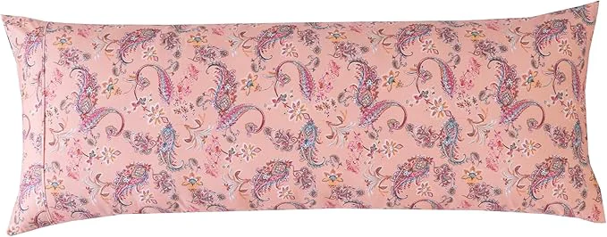 Functional Elegant Comfort Ultra Soft 1-Piece Set Floral Print Pillowcases – 1500 Premium Hotel Quality Microfiber Soft and Smooth Hidden Zipper Closure 1-Piece Pillow Covers – Body Pillowcase Paisley Coral Powerful
