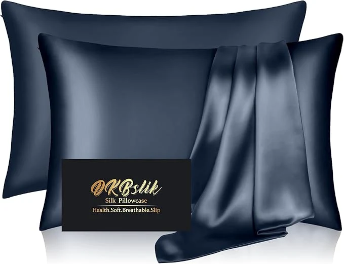 Practical Silk Pillowcase 2 Pack Mulberry Silk Pillow Cases Queen Size Set of 2 Anti Acne Silk Pillowcase for Hair and Skin Natural Silk Satin Pillowcases for Sleeping Women 2 Pack with Zipper Mood Indigo Reliable