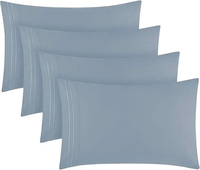 Solid Mellanni Pillow Cases Set – 4 PC Iconic Collection Pillowcases – Hotel Luxury Extra Soft Cooling Pillow Covers – Wrinkle Fade Stain Resistant King Size 20 quot x 40 quot Blue Hydrangea Healthy