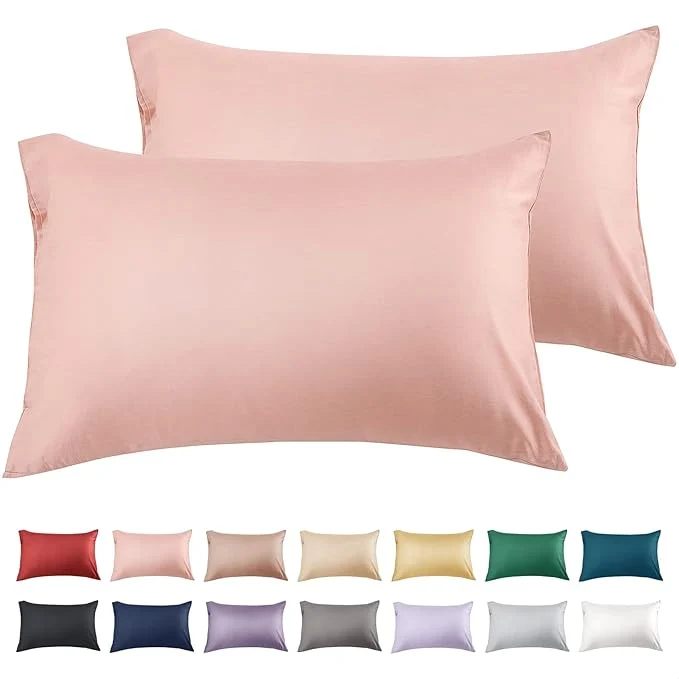 Smart Warmstar Cotton Pillow Cases Standard Size Set of 2 600 Thread Count Pillowcases 20×26 Inches Soft Long Staple Cotton Pillowcases Breathable with Envelope Closure Pink Easy-to-Use